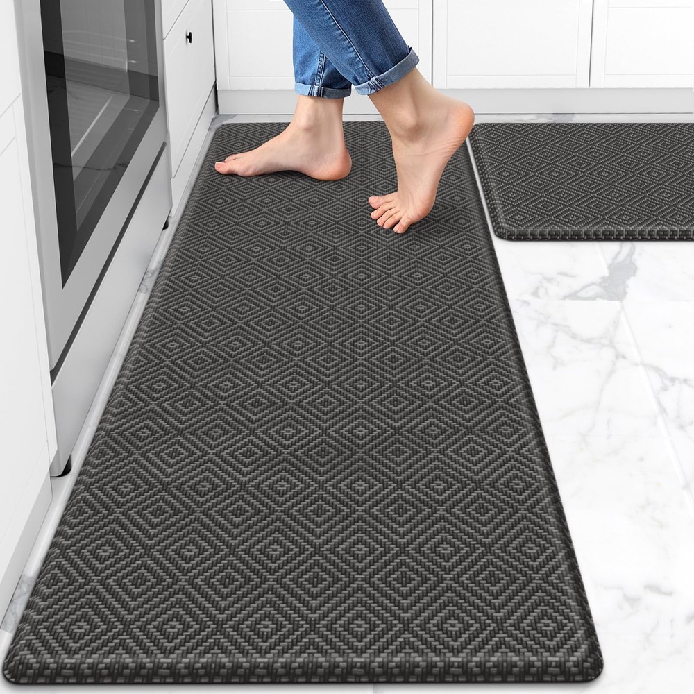 2PCS Cushioned Anti-Fatigue Kitchen Mat Waterproof Non-Slip Standing Rug