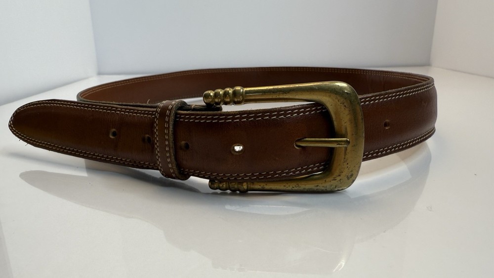 Coach 3910 Bridle Leather Belt British Tan Solid Brass Large USA