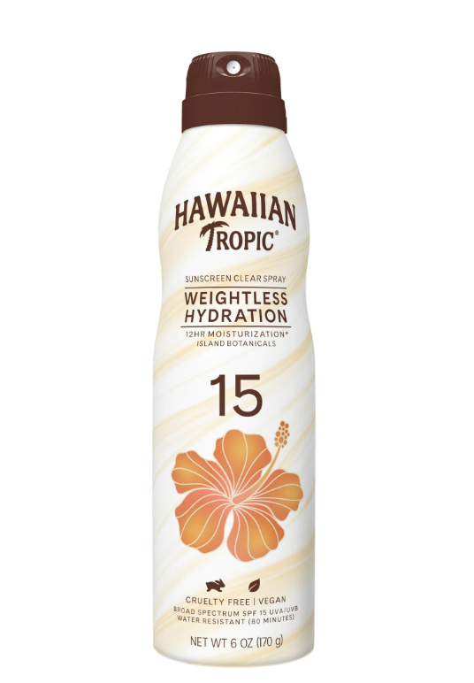 Hawaiian Tropic Weightless Hydration Clear Mist Spray Sunscreen SPF 15 6oz