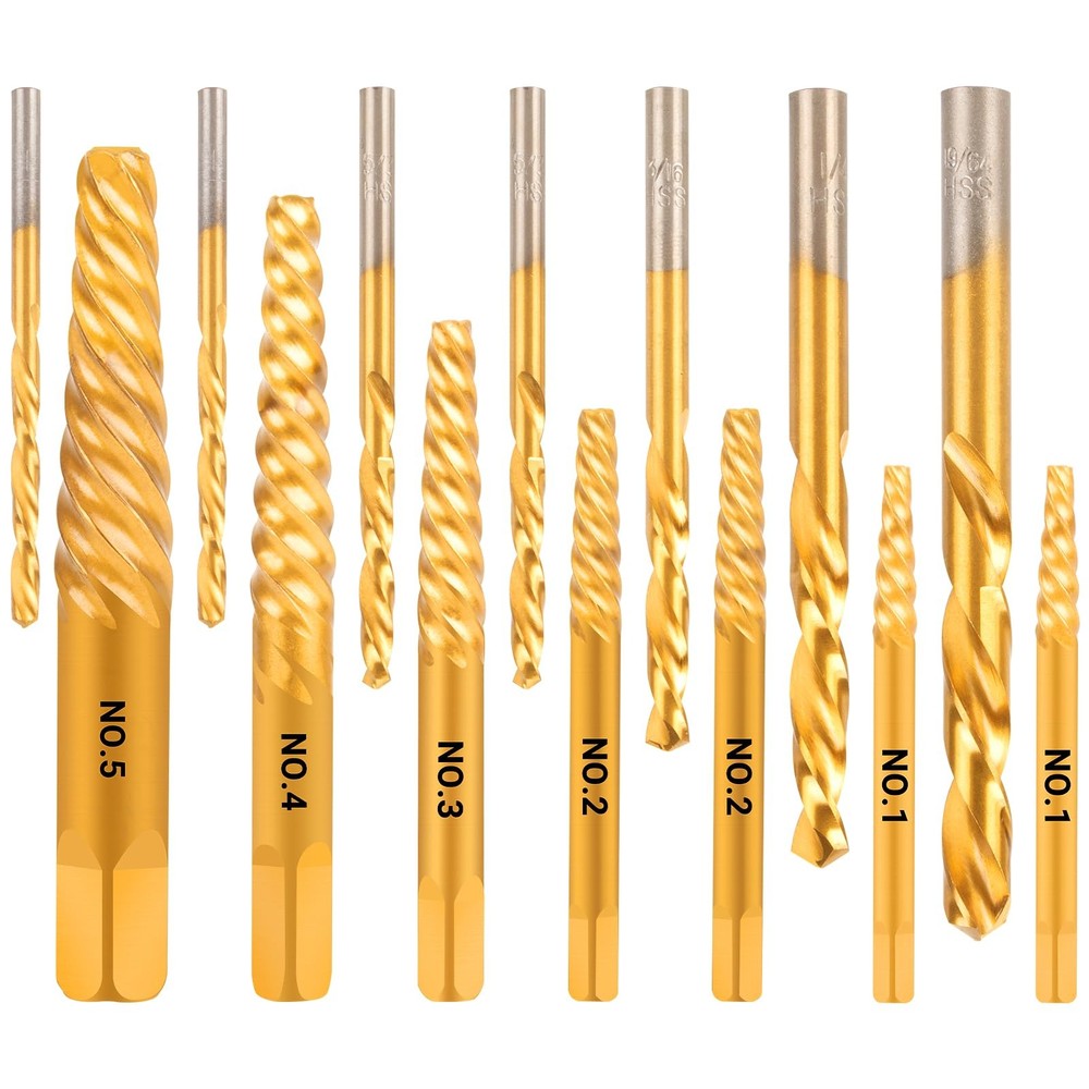 14PCS Screw Extractor and Left-Hand Drill Bit Set for Stripped Screw Removal