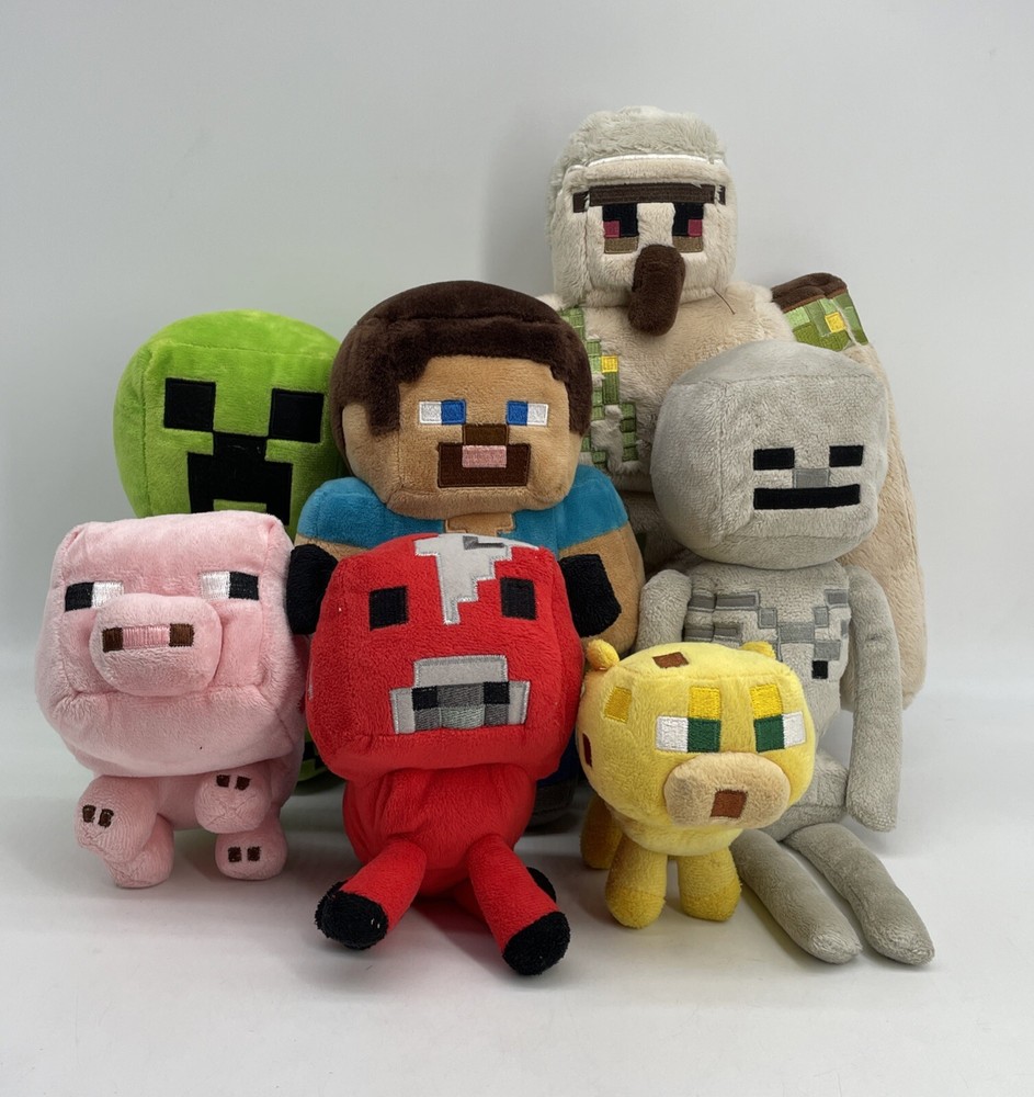 7 Rare Minecraft Plush Lot - Iron Golem, Mobs & Animals (2014-2021)