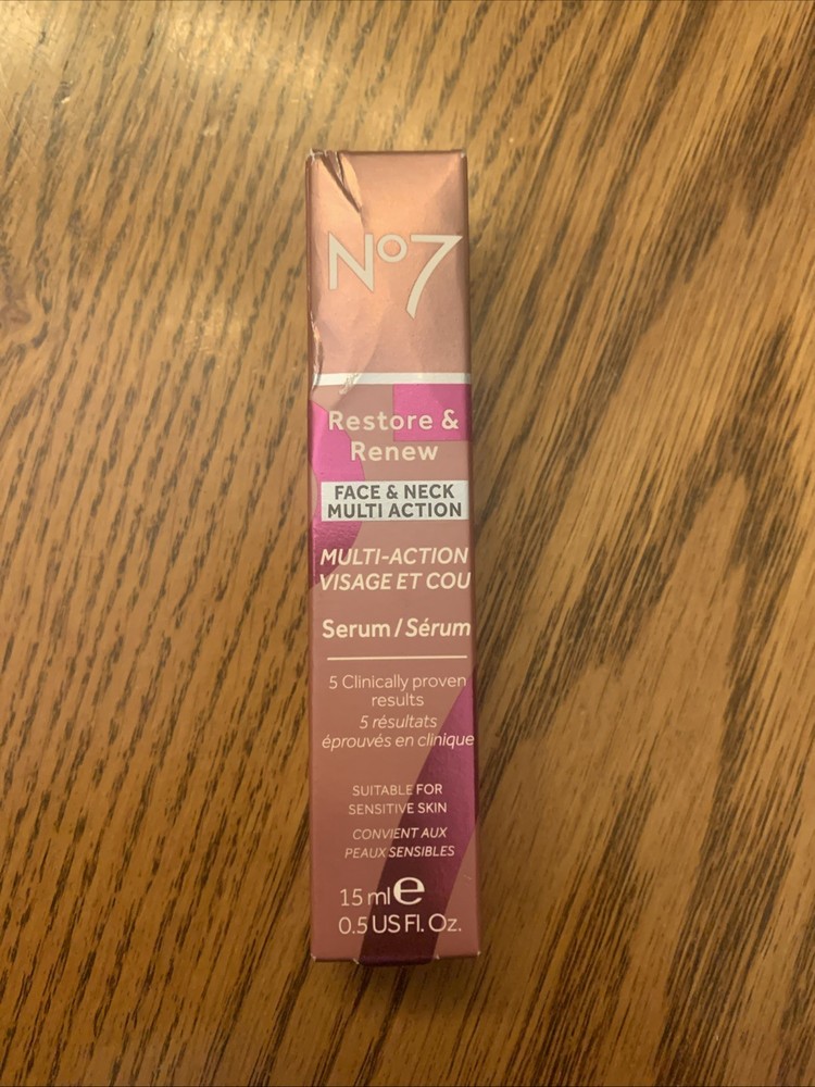 No7 Restore & Renew Multi-Action Anti-Aging Serum 15ml New In Box