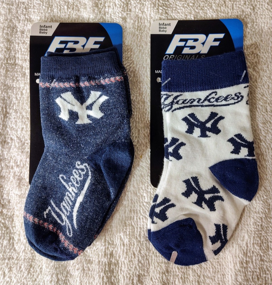 New York Yankees Infant Socks Size 0-3 MLB Unisex FBF Sportswear (2) Pair Lot