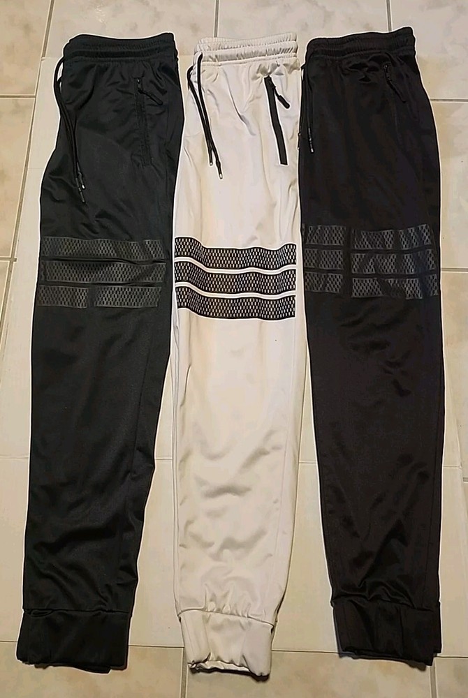 Men's Tapered Jogger Pants 3-Pack - Olive White Black Large