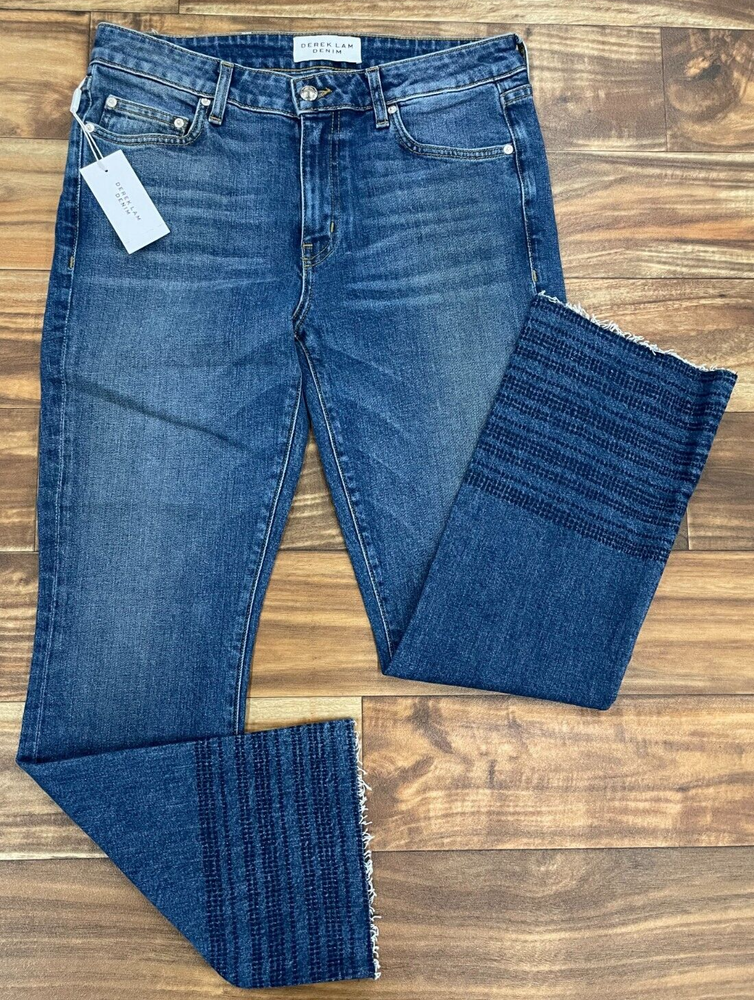 NWT $295 Derek Lam Gia Mid-Rise Cropped Flare Jeans In Marine Size: 26
