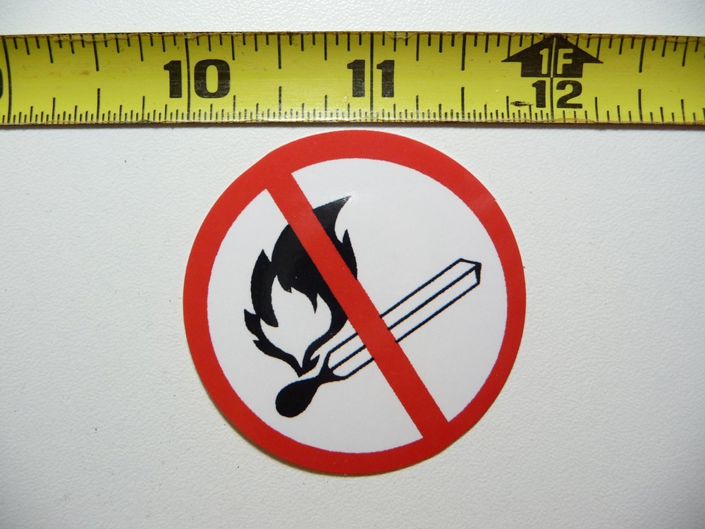 NO NOT ALLOWED NO FIRE FLAMES DECAL STICKER JOB OCCUPATION WORK PROHIBITED