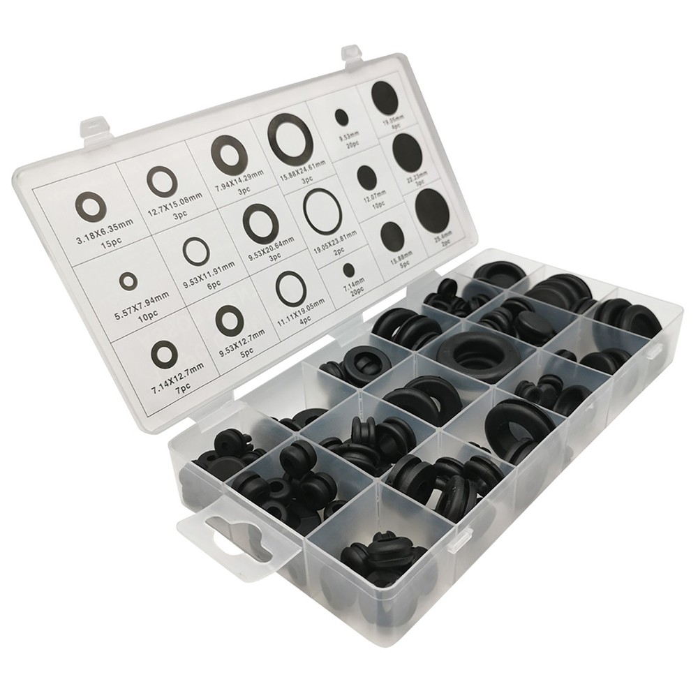 125PCS Rubber Grommet Assortment for Electrical Wiring and Firewall Hole Protection