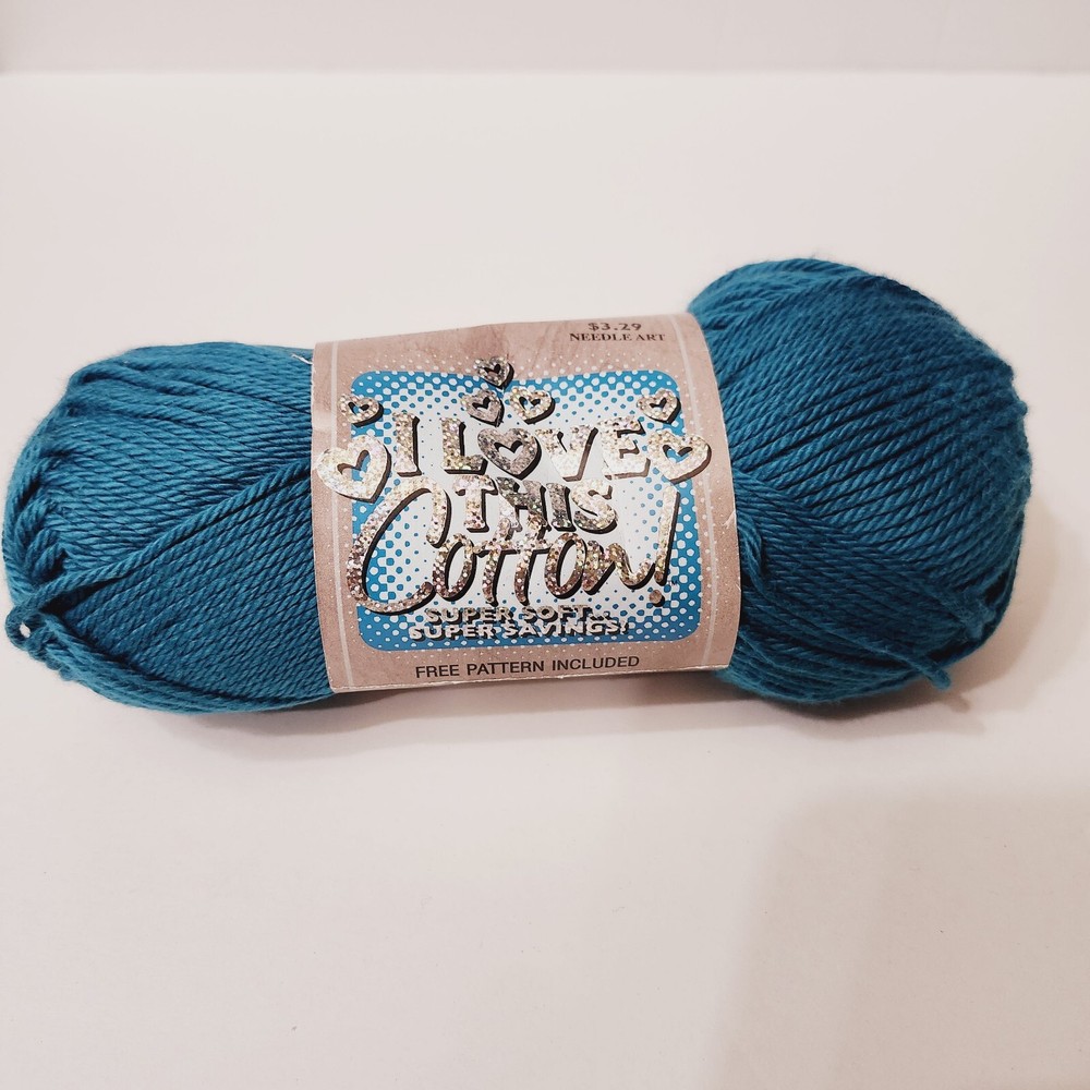 I Love This Cotton Yarn Color Deep Teal Skein 3.5 Oz
