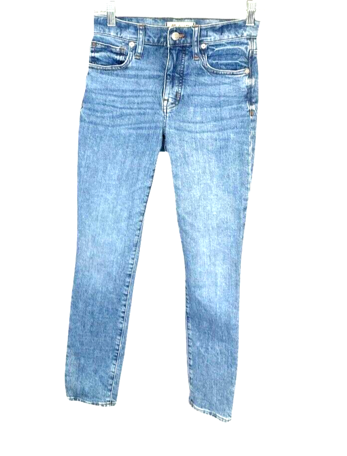 Madewell womens high rise skinny jeans size 24 inseam 26/27 ankle crop mid blue wash