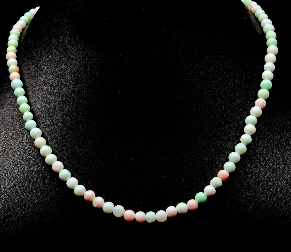 Beautiful Multi Opal Necklace 5 MM Beads 22 Inch Length Adjustable Silver Lock