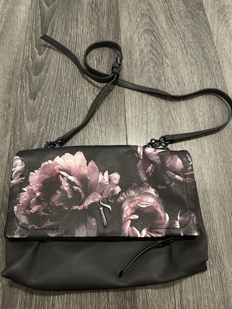 Simply Vera Wang Purple Floral Flower Pattern Strap Purse Handbag