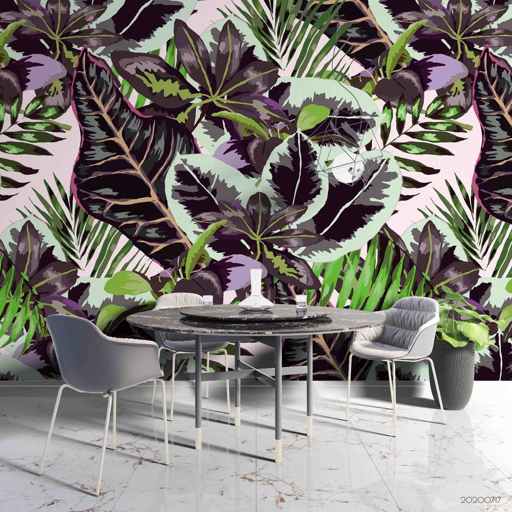 3D Vintage Plants Leaves Flora Pattern Wall Murals Wallpaper Murals Wall Sticker