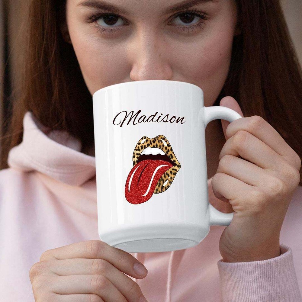 Lips And Lashes Premium White Ceramic Coffee Mug Or Teacup. Perfect Funny Gift