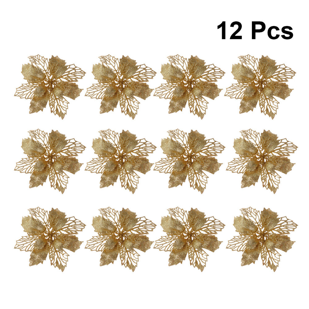 12 Pcs Poinsettia Decoration Christmas Garland Tree Decorations for Indoor Use