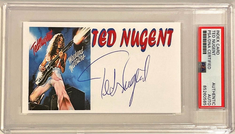 Ted Nugent Weekend Warriors Rock N Roll Signed Auto 3x5 Index Card PSA/DNA