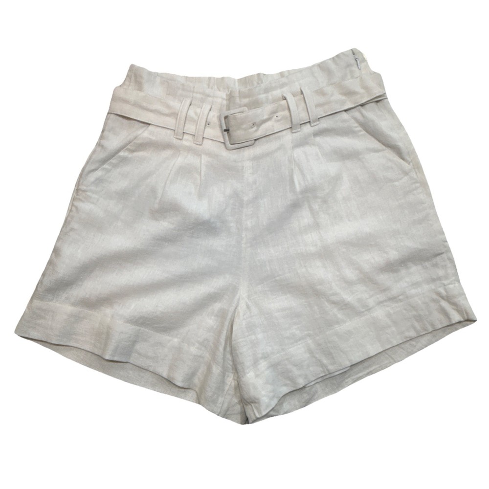 Abercrombie & Fitch Women’s Linen Blend Belted Shorts White Size M
