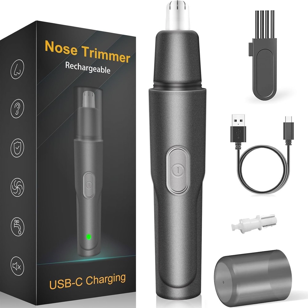 USB Rechargeable Painless Nose & Ear Hair Trimmer Professional Black