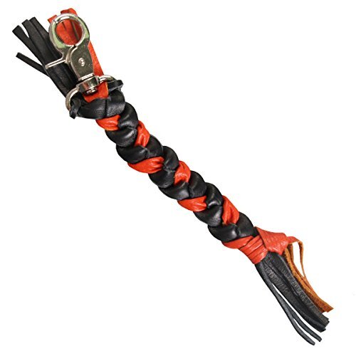 Genuine Braided, BLACK & ORANGE - Heavy Duty Lobster Claw Clasp Bikers KEYCHAIN
