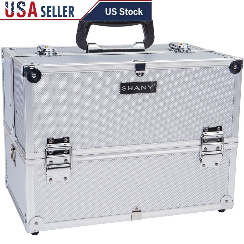 Portable Makeup Train Case Organizer with Locks and Multi Compartments US