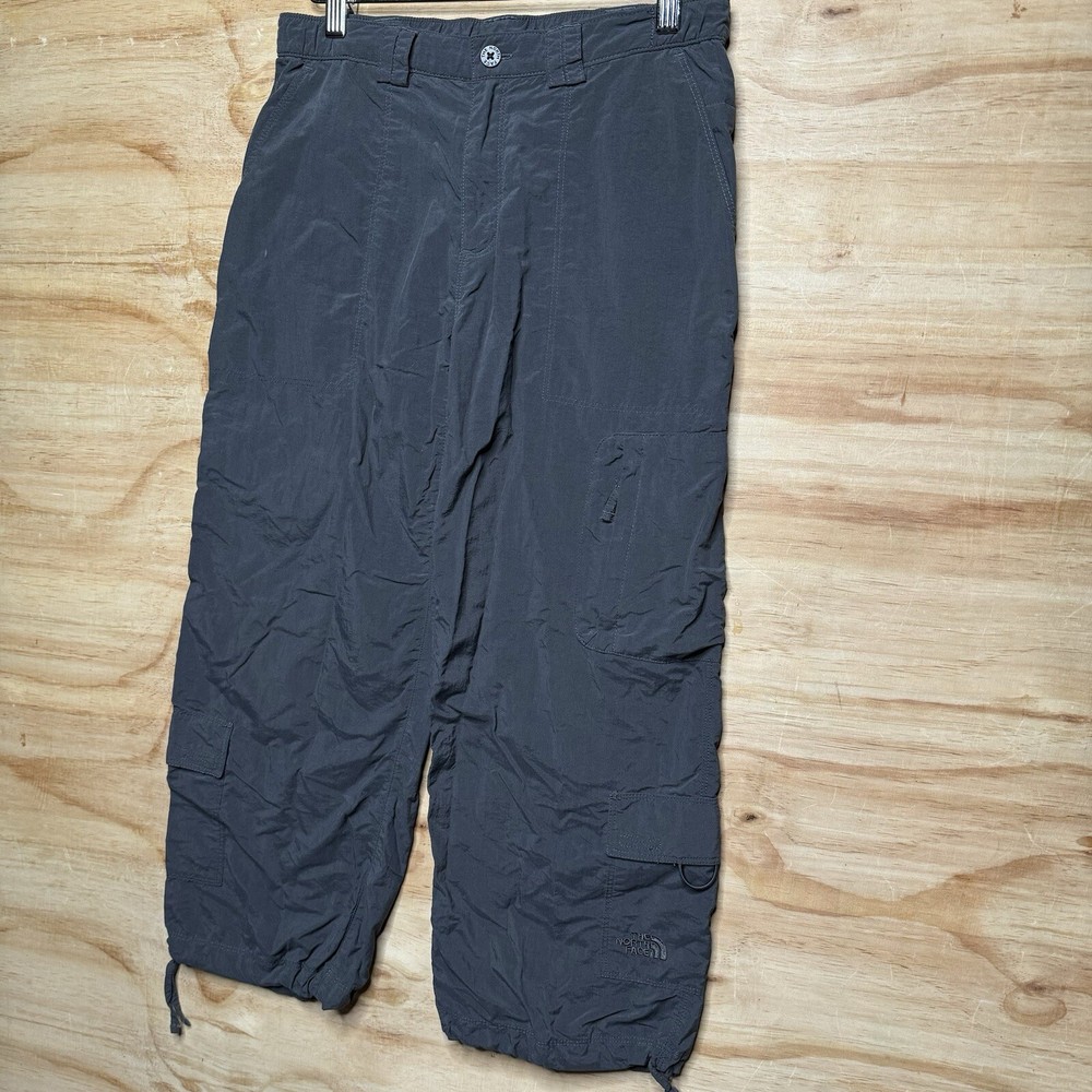 North Face Womens S Charcoal Cargo Capri Pants Nylon Stretch Hiking Outdoor