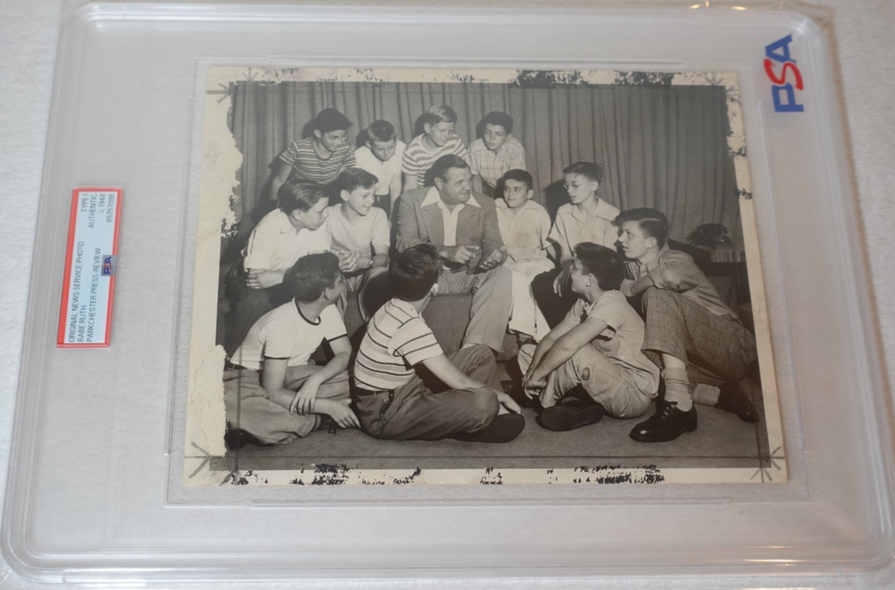 Babe Ruth Teaching Children Circa 1944 PSA Authentic Type I News Service Photo