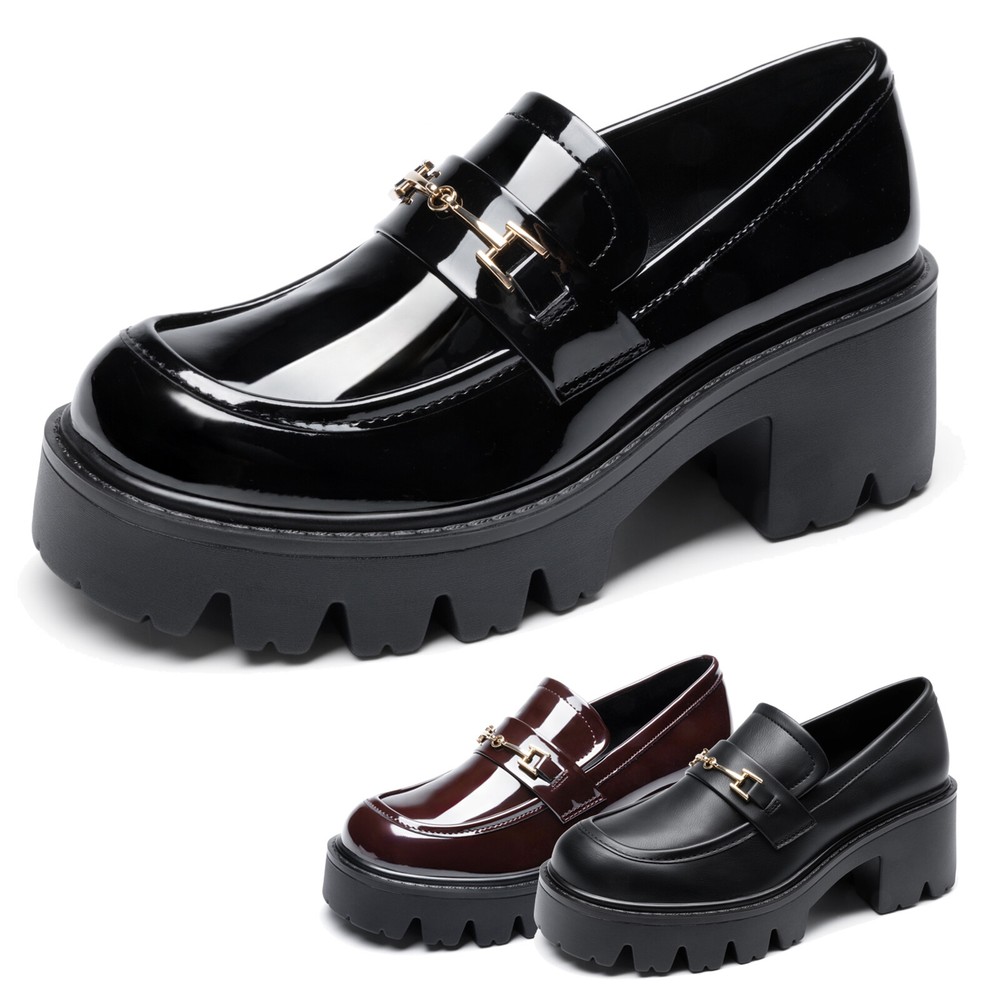 Women Loafers Platform Chunky Slip On Casual Dress Office Business Comfort Shoes