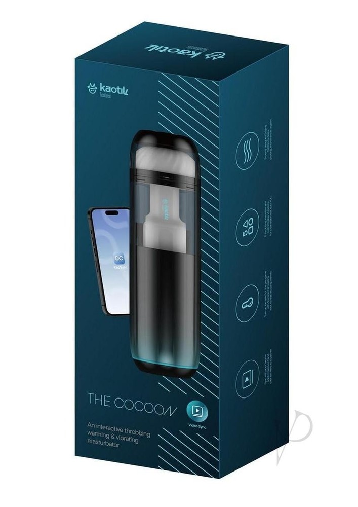 Svakom The Cocoon Silicone App Control Rechargeable Masturbator - Black/Blue