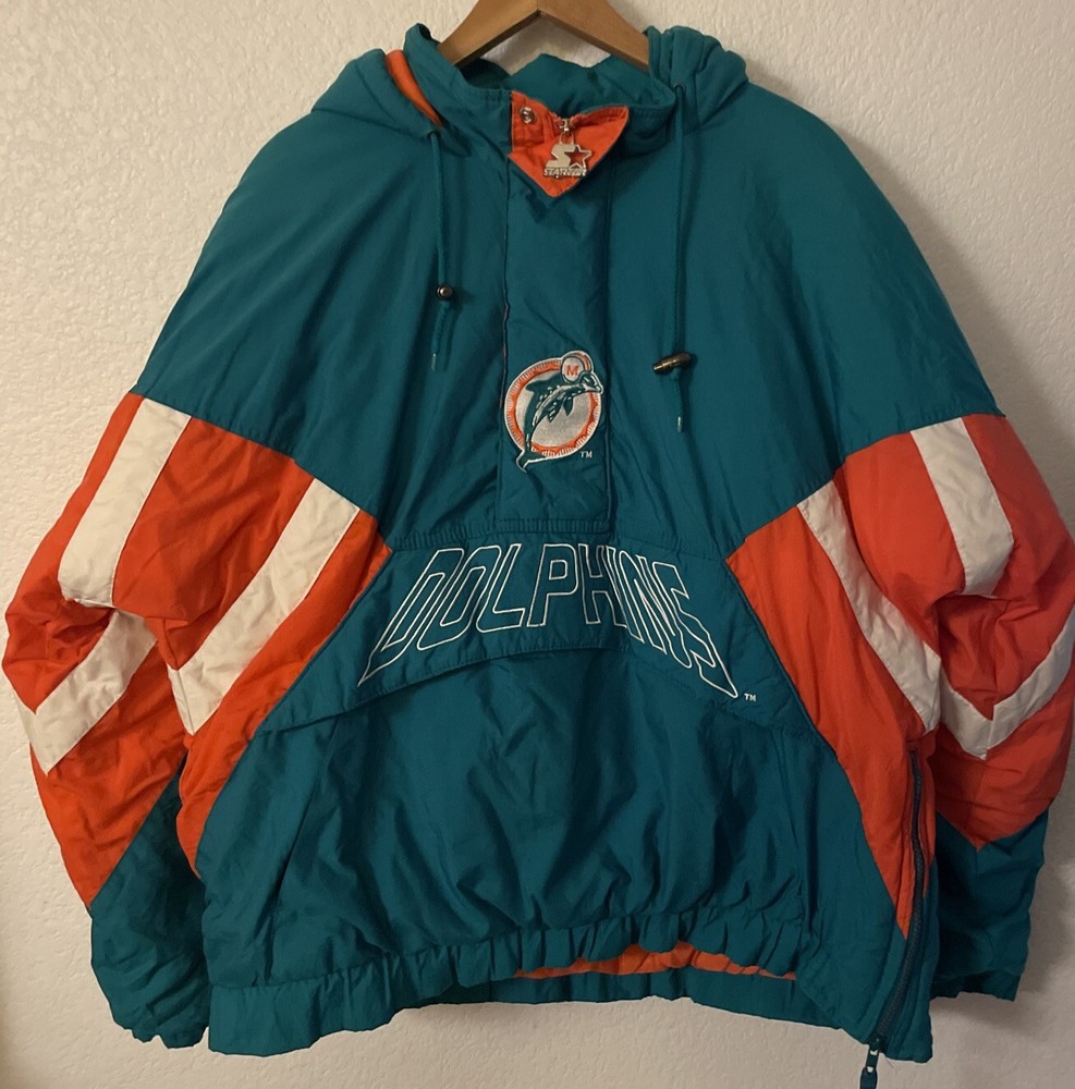 Vintage Miami Dolphins NFL Starter Puffer Jacket with Hood Size Large
