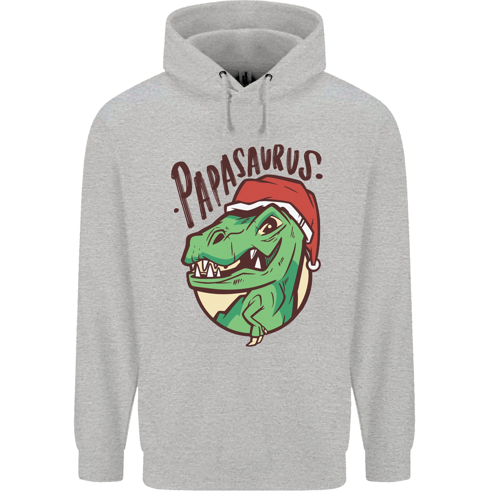Christmas Papasaurus T-Rex Dinosaur Mens 80% Cotton Hoodie