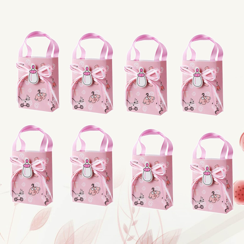 12pcs Baby Shower Paper Gifts Box Mini Tote Candy Bag Christening Decoration