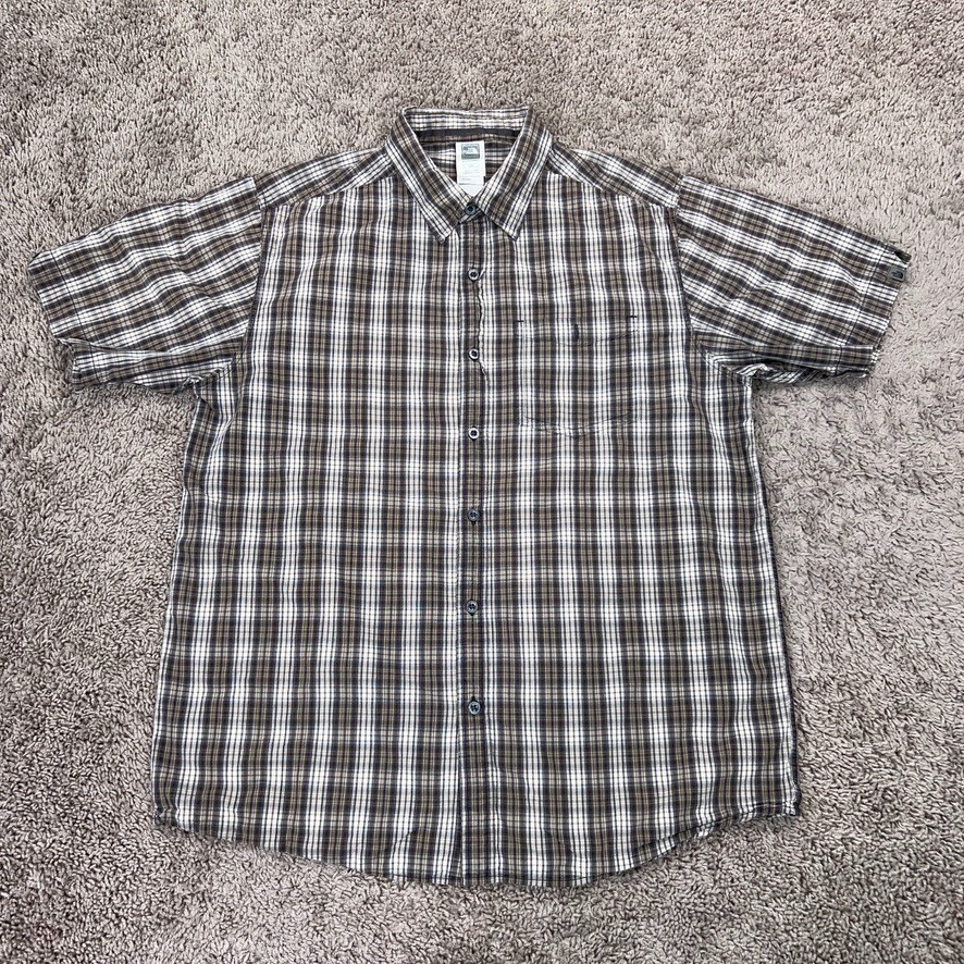 The North Face Mens Large Brown Plaid Hiking Fishing Camping Outdoor Shirt