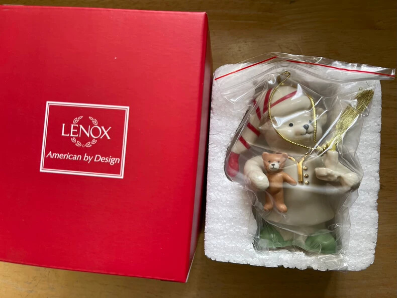LENOX Teddy's Holiday Number Ornament Sculpture Pendant Christmas Tree Decoration Collection