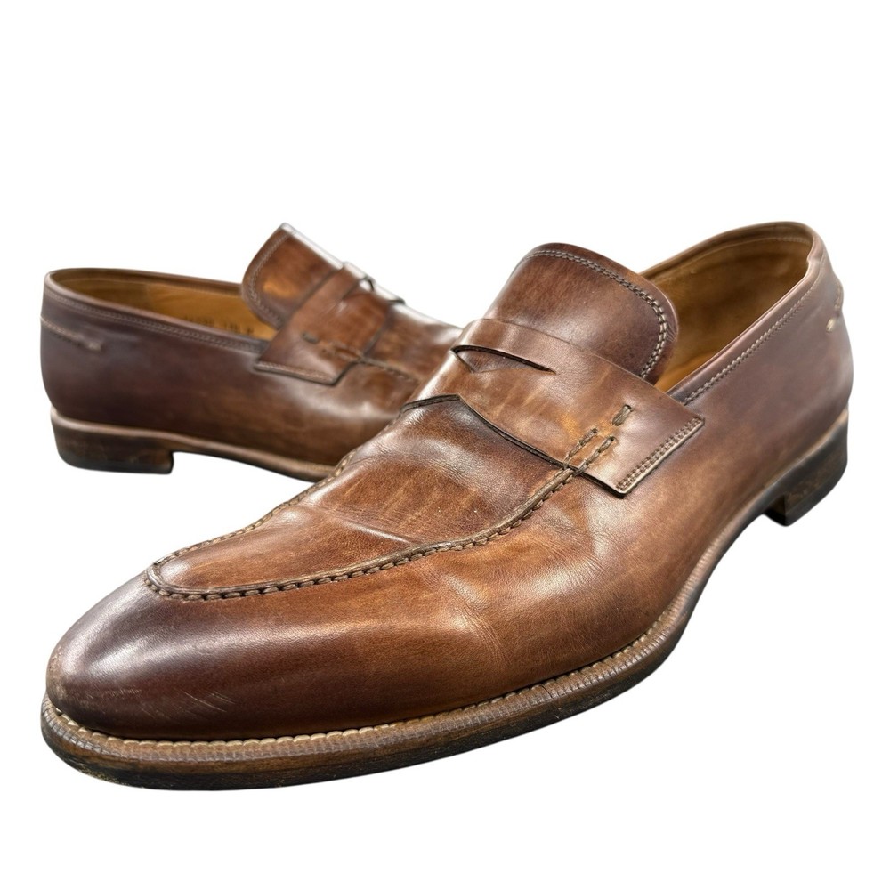 Magnanni Mens Penny Loafers Brown Slip On Dress Shoes Size 11.5 Made In Spain