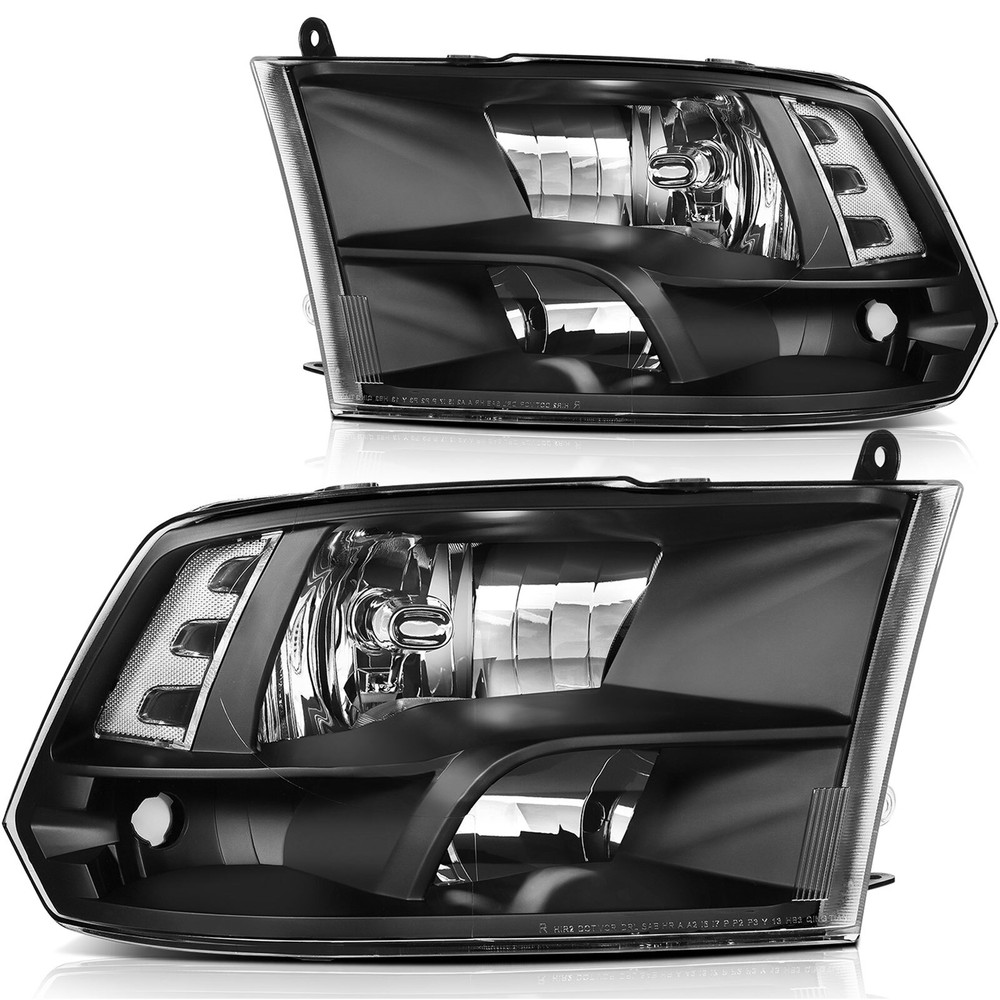For 2009-2018 Ram Dodge 1500 Front Headlights Assembly Left + Right Sides Set