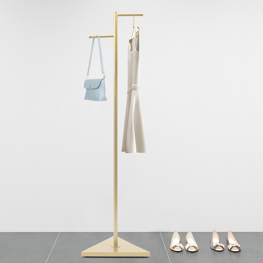 Vintage Industrial Double Rod Clothing Rack for Stylish Storage