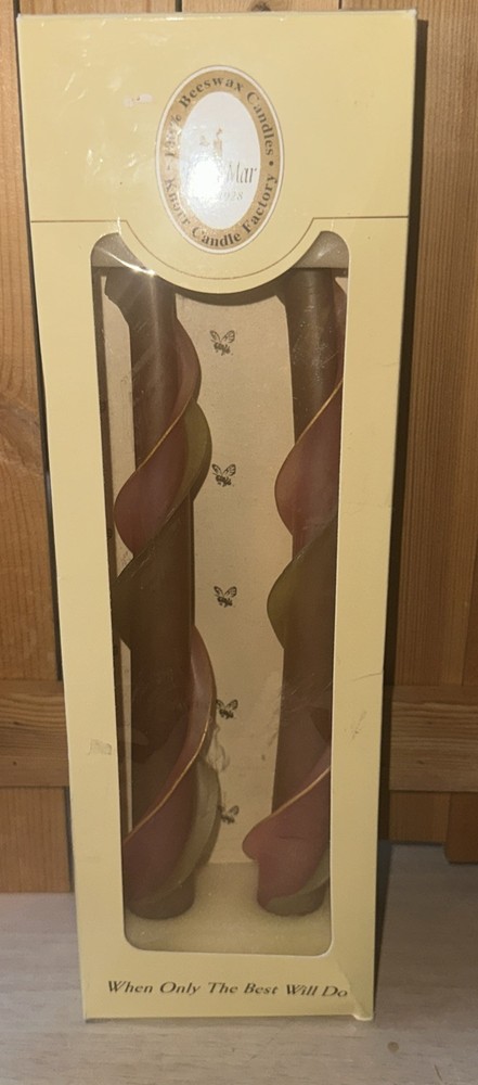 Del Mar Knorr 12 Inch Beeswax Taper Candles Set in Soft Pink and Sage