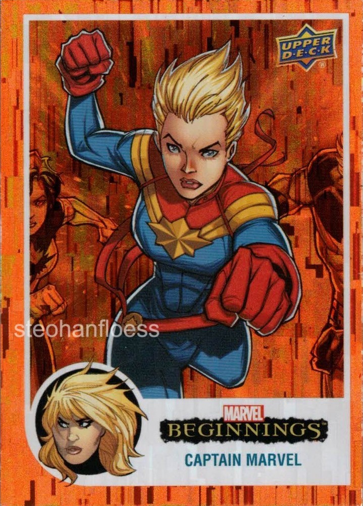 Upper Deck Marvel Beginnings Orange Rainbow Bridge #164 Captain Marvel 162/199
