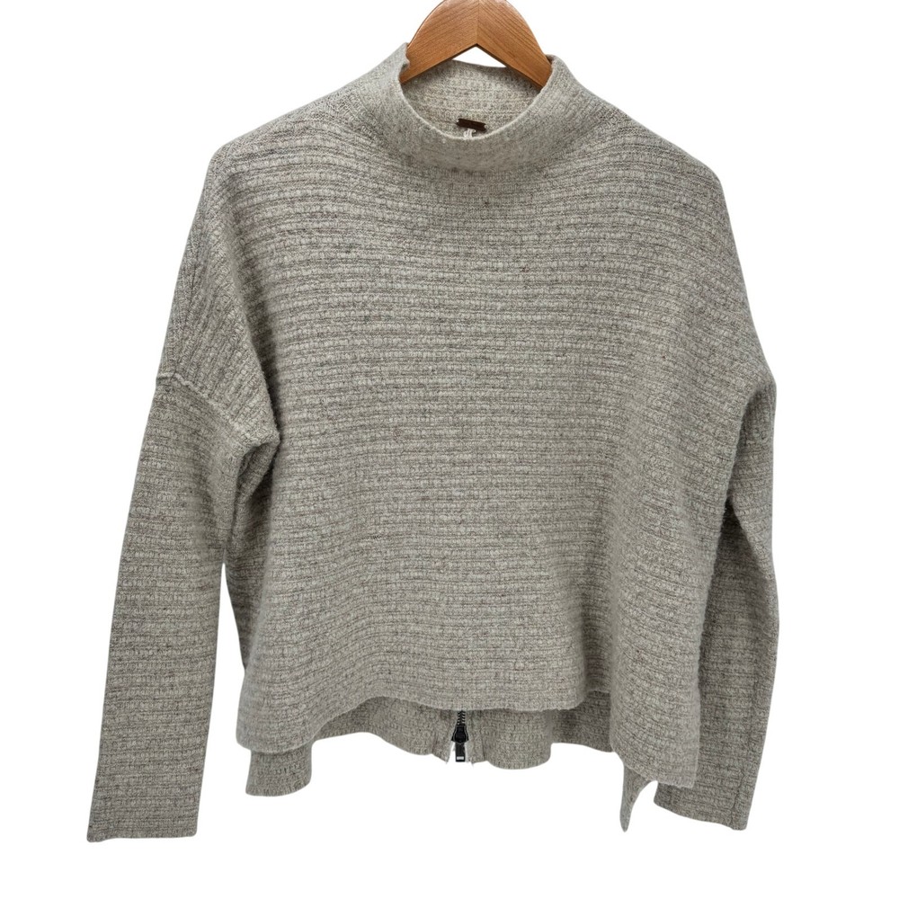 Free People Sweater Womens XS Mock Neck Wool Blend Zip Back Confetti Knit Boho