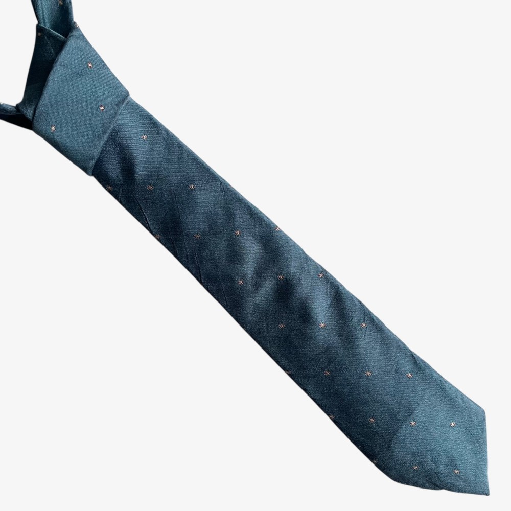 Vintage 90s Oscar De La Renta Geometric Striped Blue Silk Tie, 80s Retro
