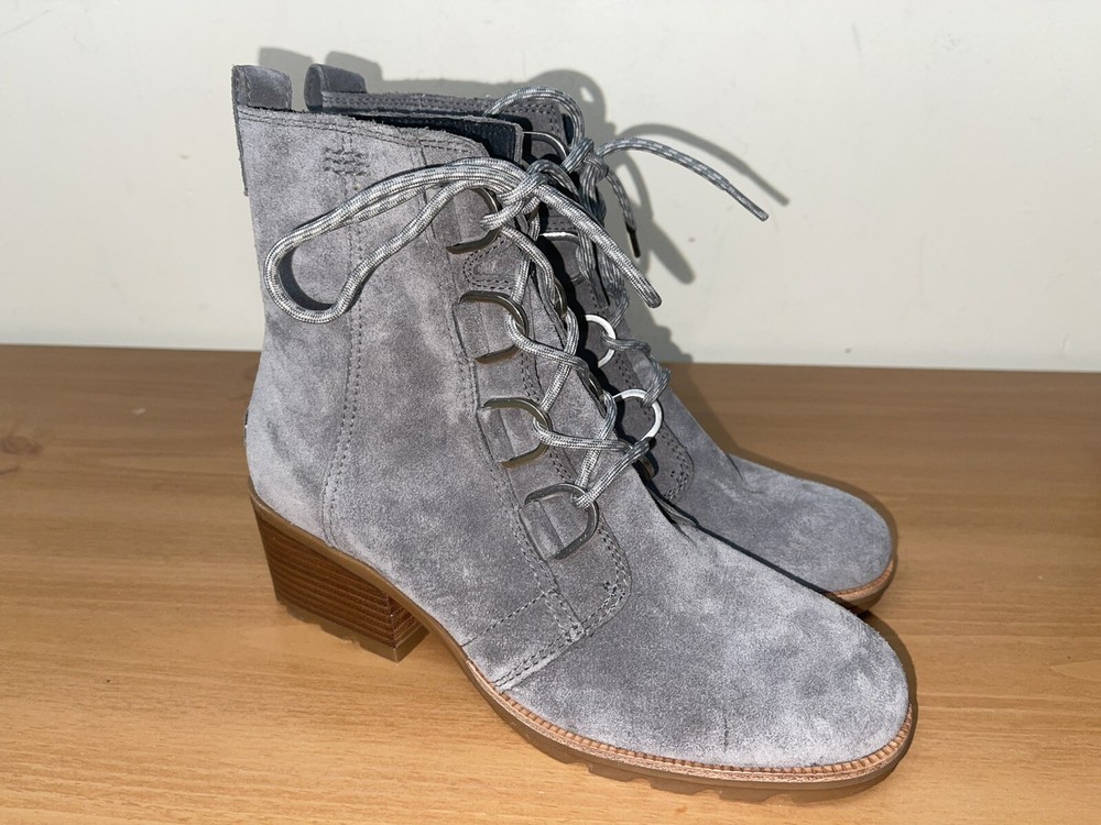 SOREL Womens Waterproof Suede Cate Lace Bootie Gray Size 9
