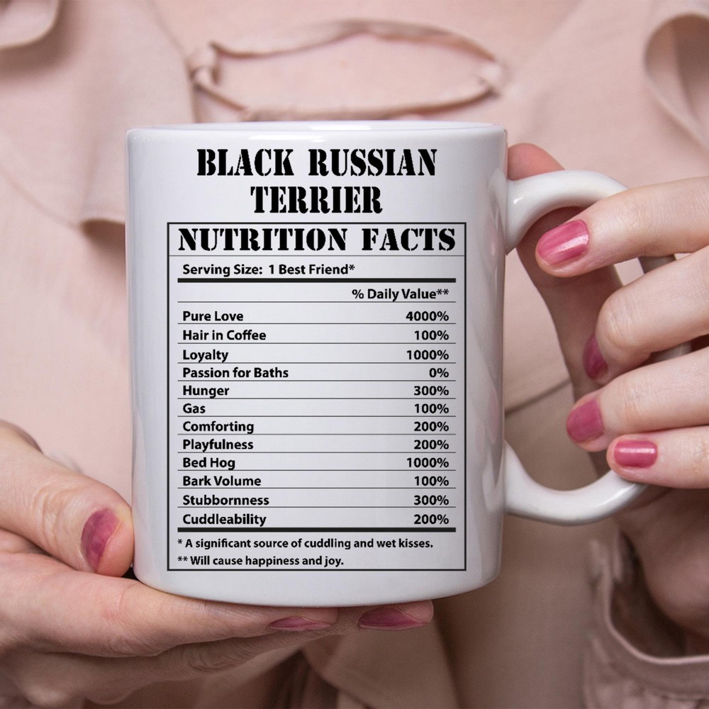 Funny Black Russian Terrier Gifts Nutritional Facts White Coffee Mug