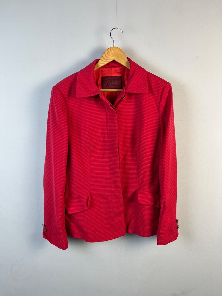 Versus Versace Medusa Button Wool Women Red Vintage Blazer Italy Size 32/46