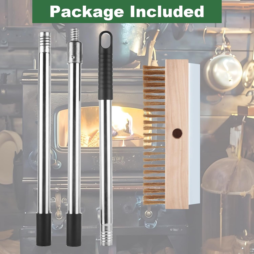 Aluminum Pizza Oven Grill Brush with Detachable Scraper and 3 Sections