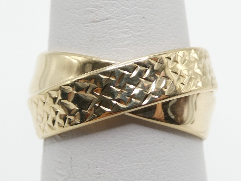 10k Yellow Gold Crossover Hollow Italy Ring 1.9g 9.4mm Size 6.25