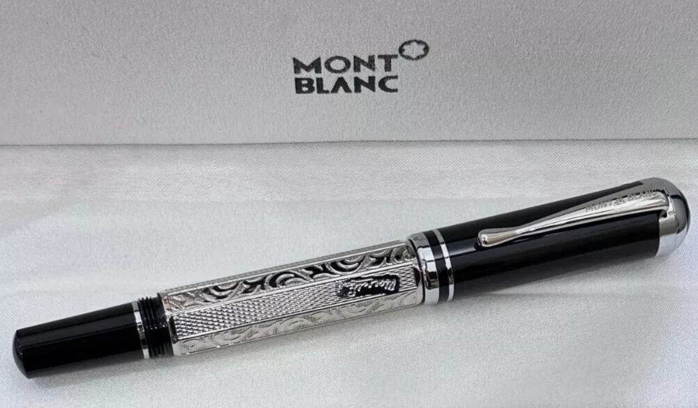 2024 Montblanc Classique Black Silver Luxury Rollerball Pen With Refill-New Box