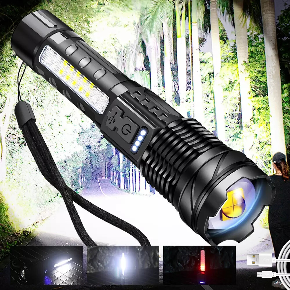 15000000 Lumens LED Flashlight Rechargeable Super Bright Powerful LED Work Light