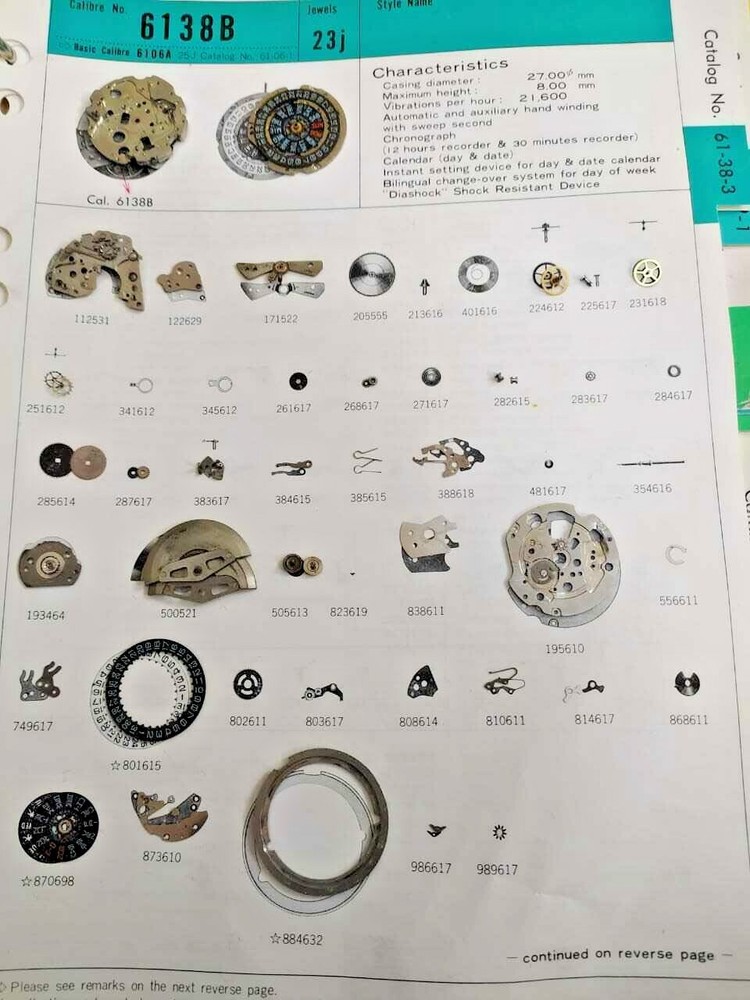 seiko 6138b movement part  - Choose from the list