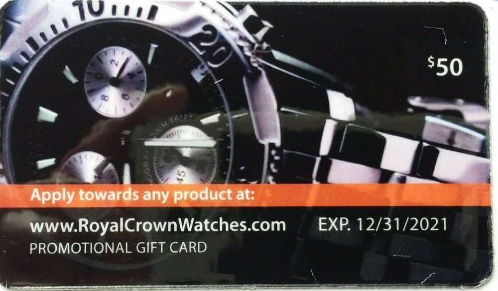 Royal Crown Watches Gift Card $50 - Free Shipping
