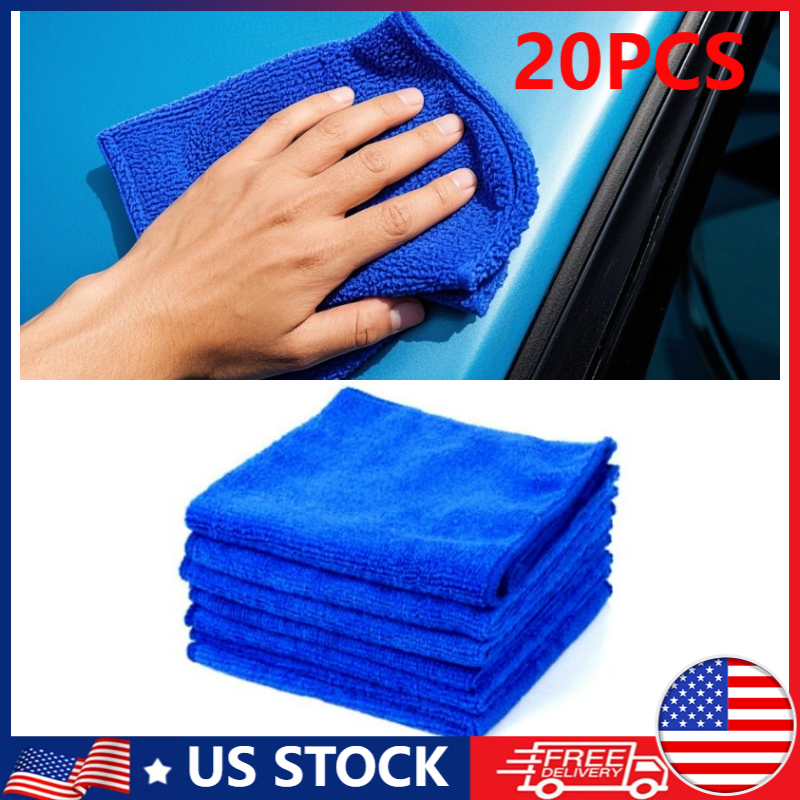 20-Pack Soft Microfiber Cleaning Cloths for Scratch-Free Car Detailing & Polishing