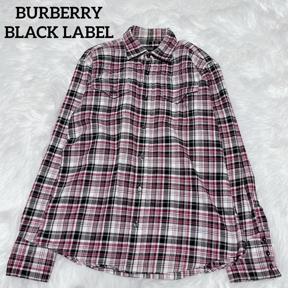 Burberry Black Label Check shirt long sleeves horse logo embroidery F/S from Jap